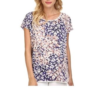 Catherine Malandrino Floral Print Blouse - Purple and White | size large